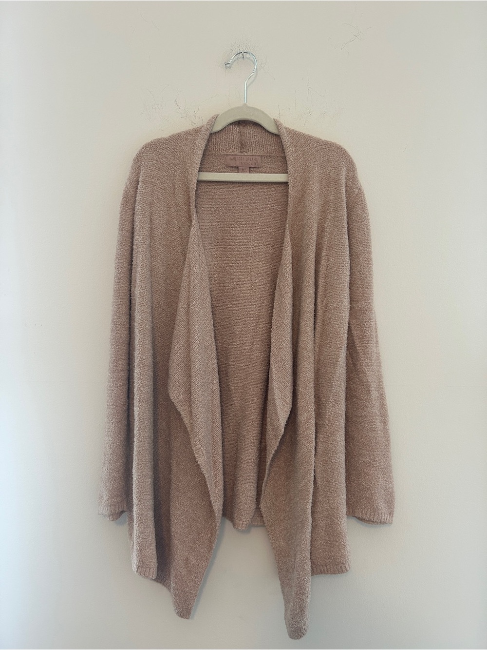 Barefoot Dreams Open-Front Draped Cardigan in Taupe Blush